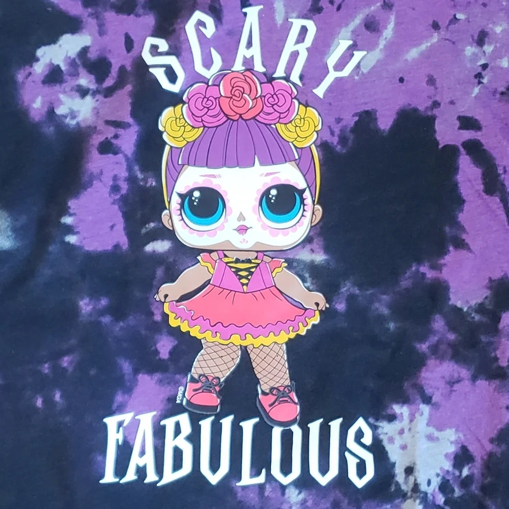 LOL Surprise Doll Womens Unisex t-shirt L Scary Fabulous Halloween Tie Dye